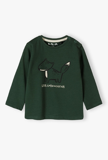 Ciemnozielona bluzka chłopięca z liskiem