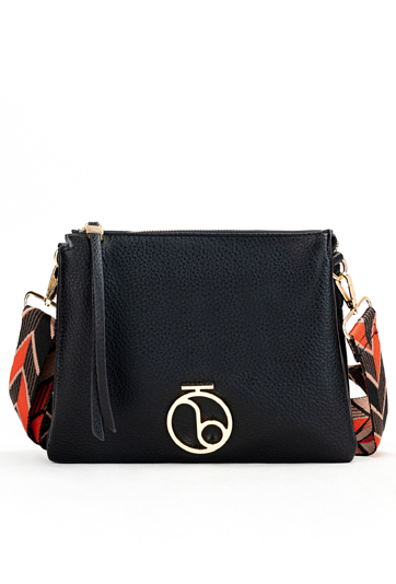 Czarna listonoszka NOBO z kolorowym paskiem