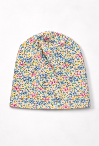 Cienka czapka dla dziewczynki w kwiatki