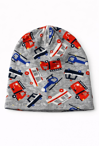 Cienka czapka dla chłopca z printem w samochody