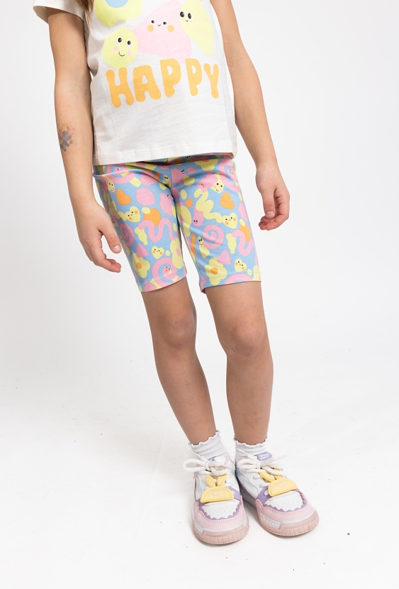 Dziewczęce legginsy 1/2 z wesołym nadrukiem