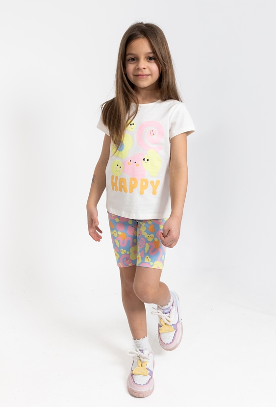 Dziewczęce legginsy 1/2 z wesołym nadrukiem