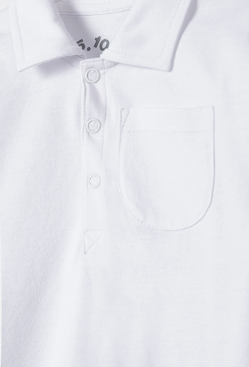 Białe body niemowlęce z kołnierzykiem z długim rękawem