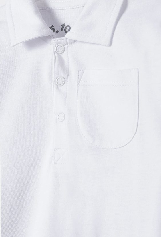 Białe body niemowlęce z kołnierzykiem z długim rękawem