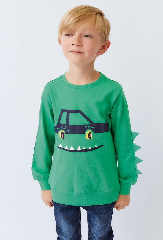 Zielona bluzka dziecięca z nadrukiem krokodyla
