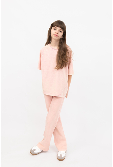 Legginsy dziewczęce flare z efektem sprania