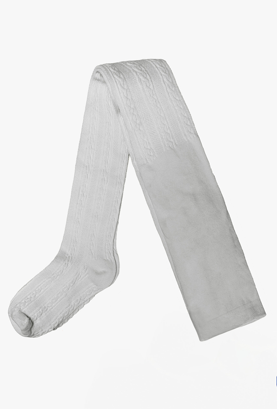 Rajstopy dla dziewczynki - białe z ozdobnym splotem