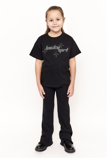 Granatowe spodnie dziewczęce w prążki - Max&Mia