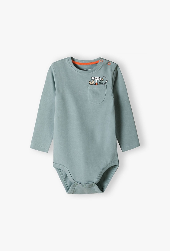 Body niemowlęce z długim rękawem i ozdobną kieszonką