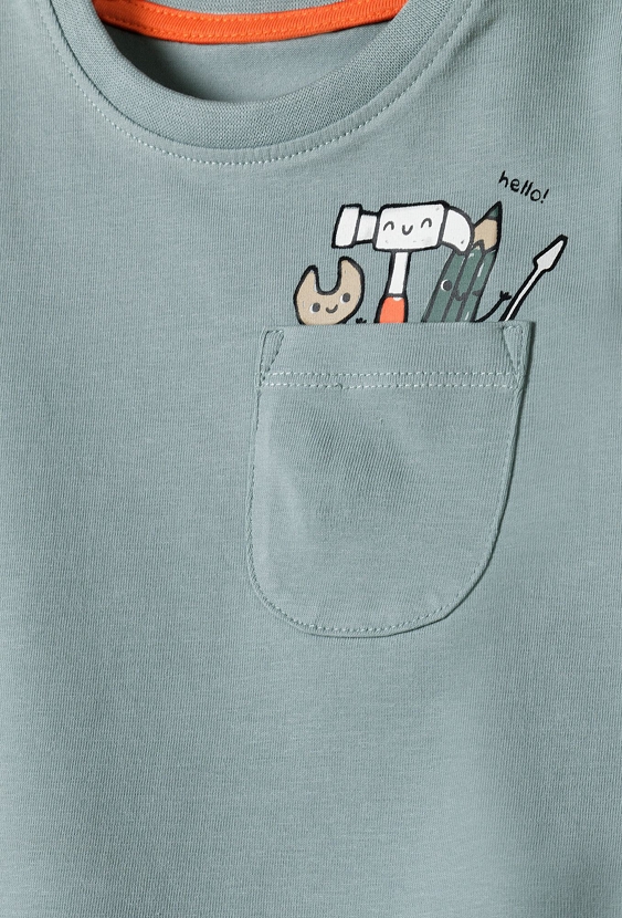 Body niemowlęce z długim rękawem i ozdobną kieszonką