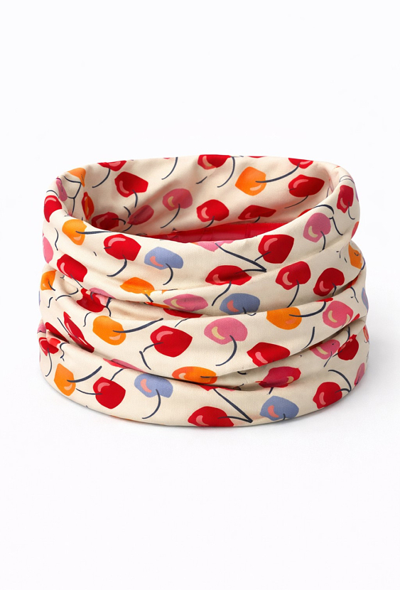 Komin cienki dla dziewczynki z printem wiśni