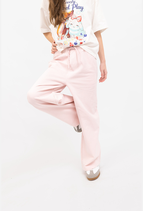 Spodnie dresowe dziewczęce wide leg z kieszeniami