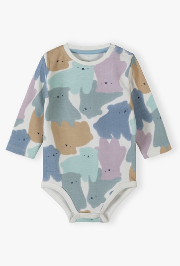Bawełniane body w kolorowe niedźwiadki z długim rękawem