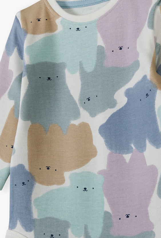 Bawełniane body w kolorowe niedźwiadki z długim rękawem