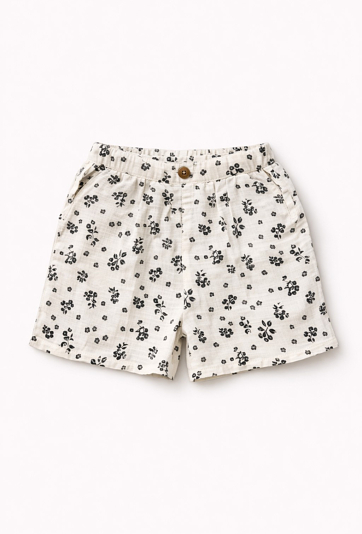 Szorty dziewczęce z muślinu bawełnianego w kwiaty