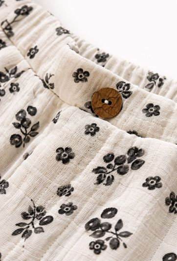 Szorty dziewczęce z muślinu bawełnianego w kwiaty