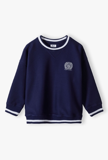 Bawełniana bluza dresowa - granatowa z naszywką