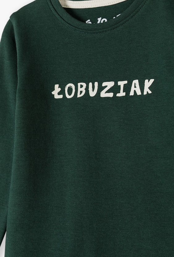 Zielone bawełniane body z napisem ŁOBUZIAK