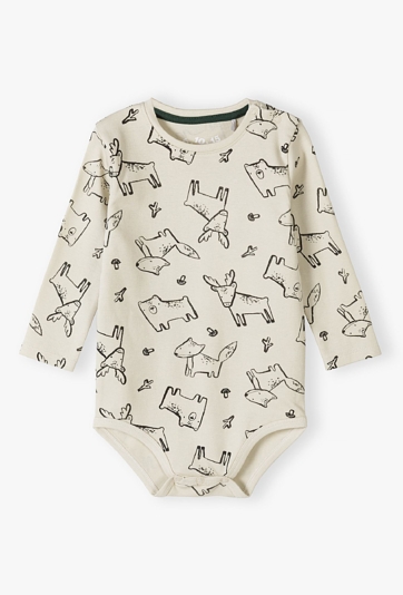 Bawełniane body niemowlęce w zwierzęta leśne z długim rękawem
