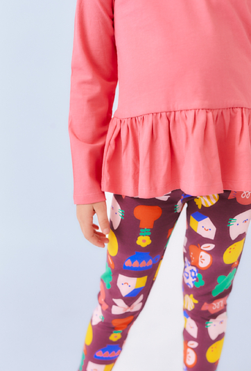 Różowa bluzka dziewczęca z falbanką