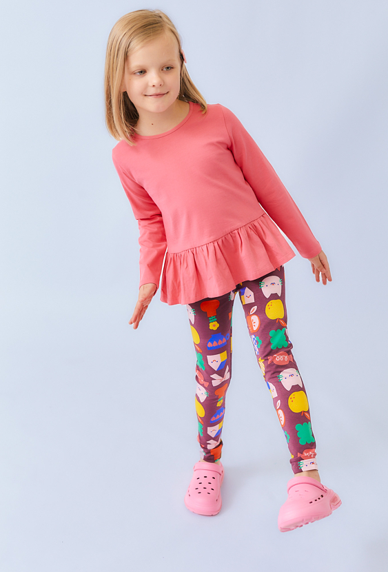 Różowa bluzka dziewczęca z falbanką