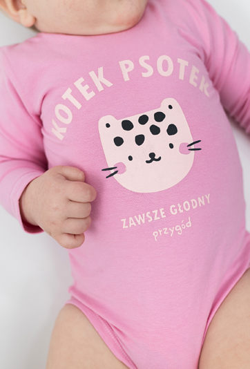 Różowe body z długim rękawem