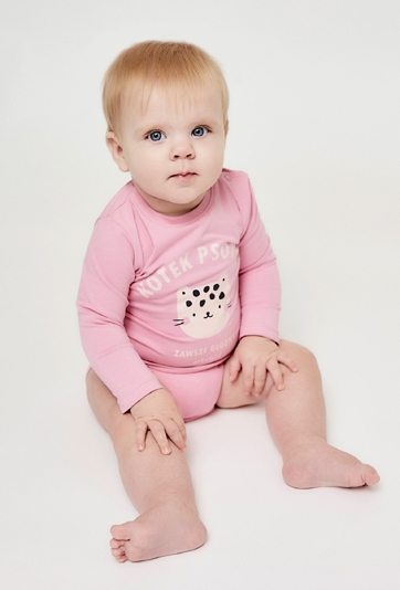 Różowe body z długim rękawem