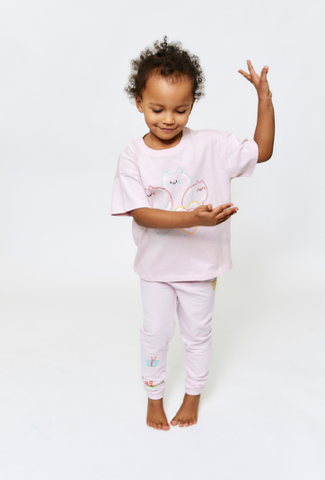 Jasnoróżowe legginsy  z motylkami