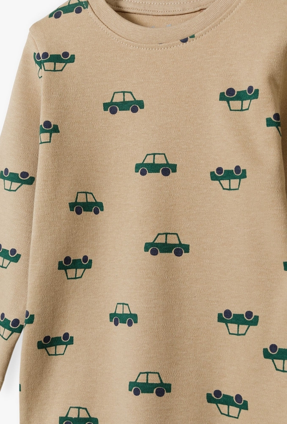 Bawełniane body z długim rękawem - beżowe w auta - 5.10.15.