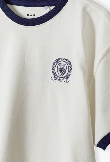 T-shirt dla chłopca - biały z naszywką - Limited Edition