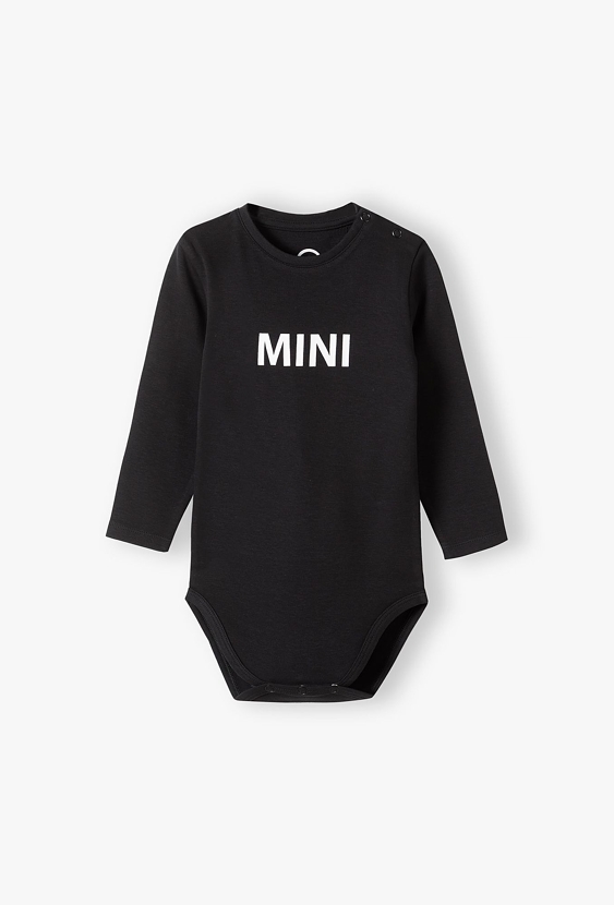 Body niemowlęce czarne z dugim rękawem z napisem MINI