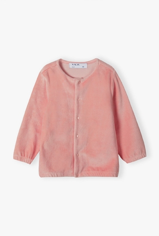 Różowa welurowa bluza niemowlęca rozpinana bez kaptura