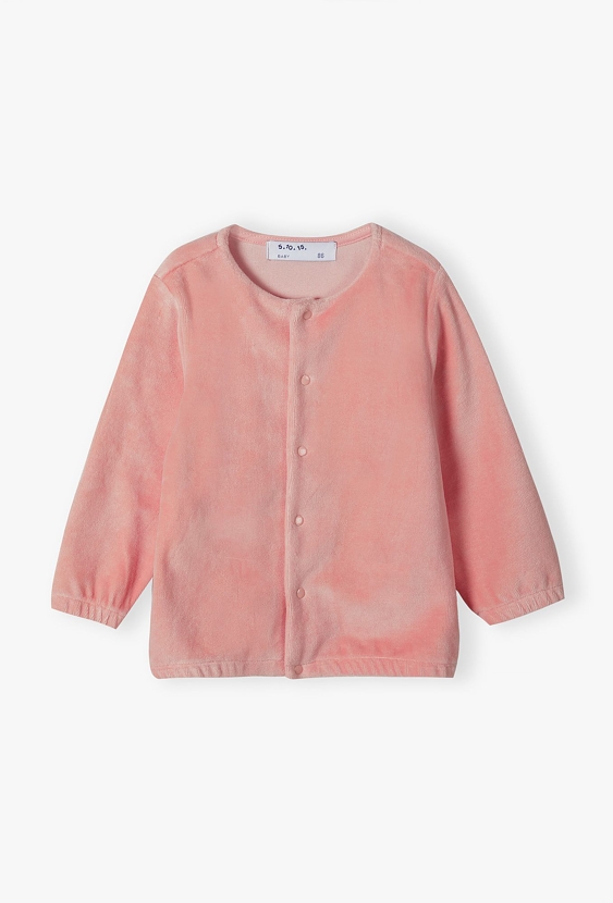 Różowa welurowa bluza niemowlęca rozpinana bez kaptura