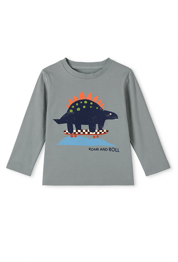 Bluzka chłopięca z długim rękawem i nadrukiem dinozaura
