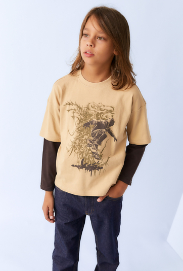 Chłopięca bluzka z długim rękawem i nadrukiem