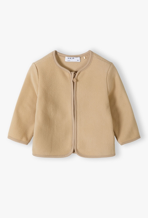 Beżowa ciepła, rozpinana bluza niemowlęca
