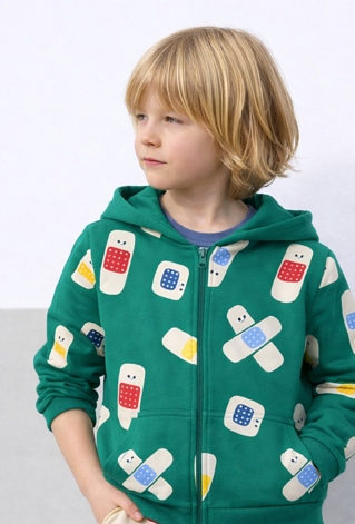 Bluza chłopięca z kapturem na zamek – plasterki