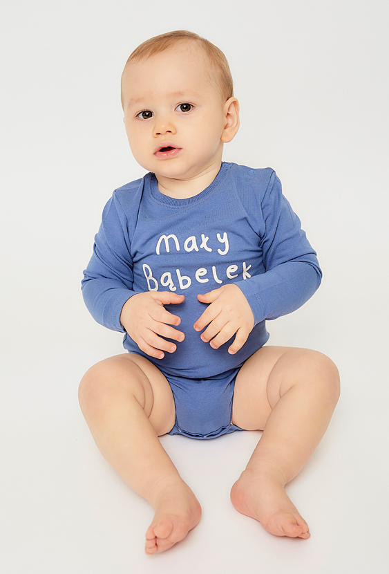 Niebieskie body z długim rękawem - Mały Bąbelek - 5.10.15.