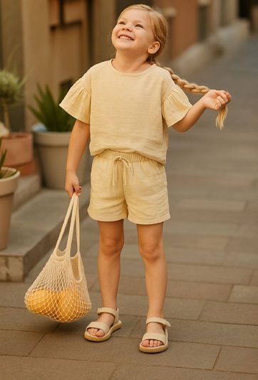 Komplet z krótkim rękawem i szortami