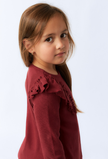 Bluzka z długim rękawem i falbankami