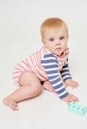 Body z długim rękawem - biało - różowe w prążki - 5.10.15.