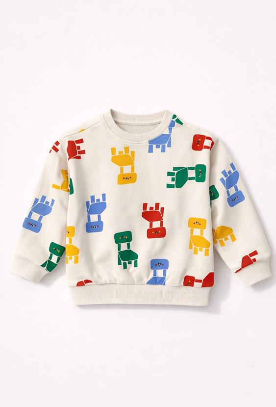 Bluza crewneck w kolorowe krzesełka