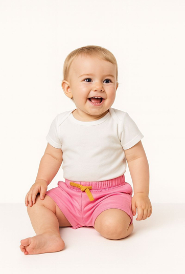 Krótkie spodnie niemowlęce z dzianiny na gumce