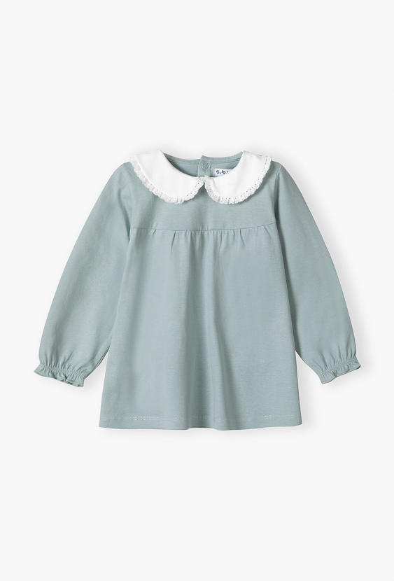 Bawełniana bluzka niemowlęca z białym kołnierzykiem