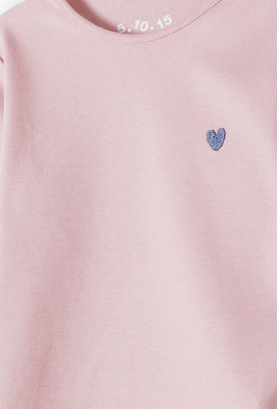 Różowa bawełniana bluzka niemowlęca z długim rękawem