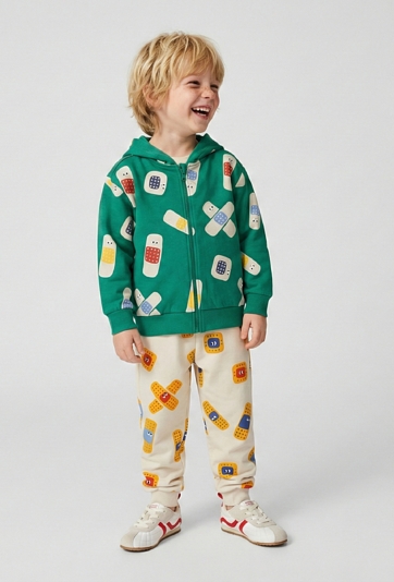 Spodnie dresowe w plasterki z kontrastowymi sznurkami