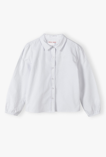 Elegancka biała koszula dziewczęca z długim rękawem