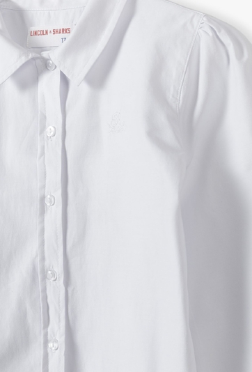 Elegancka biała koszula dziewczęca z długim rękawem