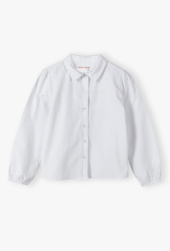 Elegancka biała koszula dziewczęca z długim rękawem