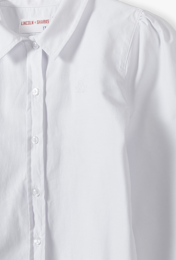 Elegancka biała koszula dziewczęca z długim rękawem